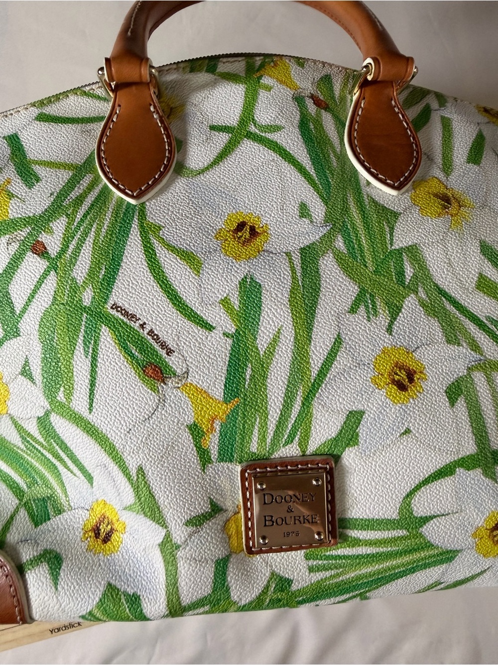 Dooney & Bourke White Floral Tote with Yellow and Green - Picture 5 of 12